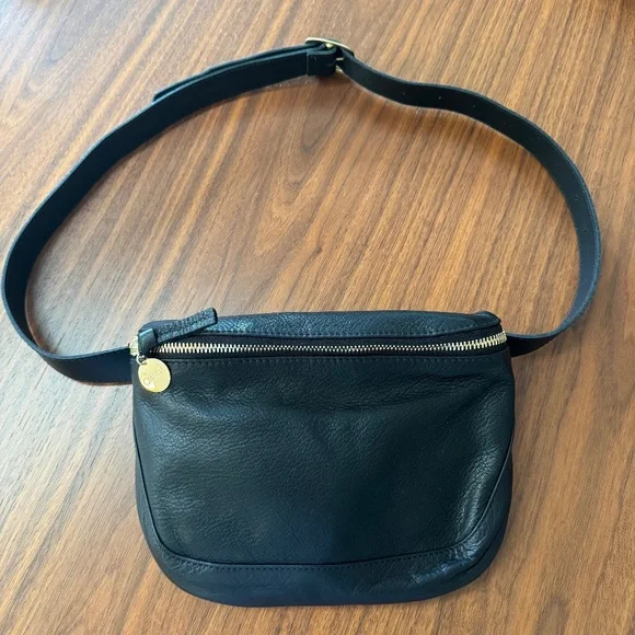 NWT CLARE V BLACK LEATHER FANNY PACK - Picture 2 of 12